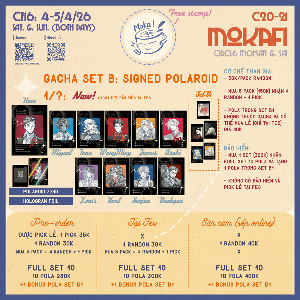 Gacha Set B: Signed Polaroid - Một trong 3 set gacha OC lại gian hàng