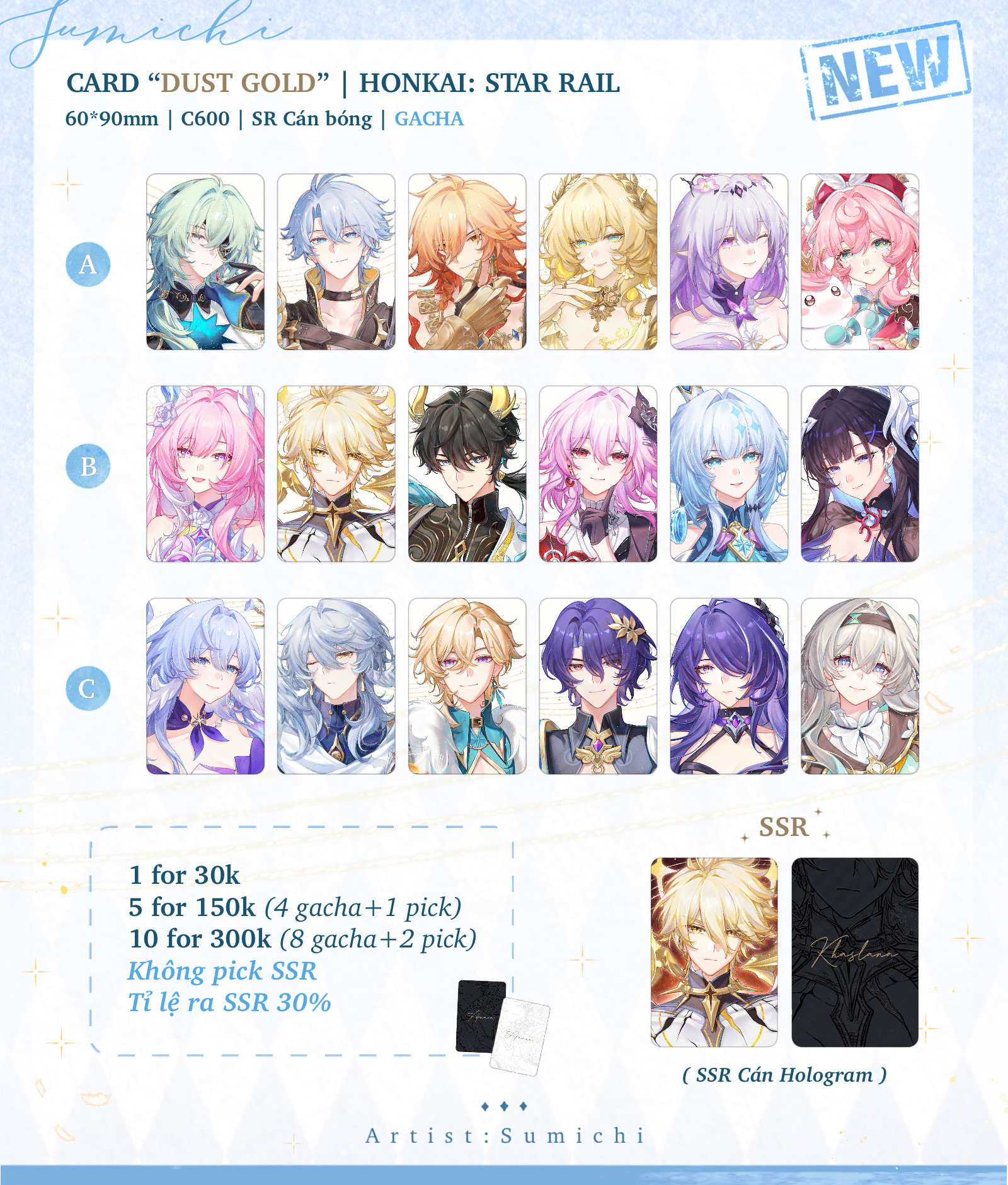 🌟 BANNER CARD "DUST GOLD" HSR 🌟  Mình xin giới thiệu mặt hàng hot nhất tại gian D23. Đợt này shop đã update rất nhiều mẫu mới thuộc Banner GI cùng seri để mọi người sưu tầm và chọn lựa.